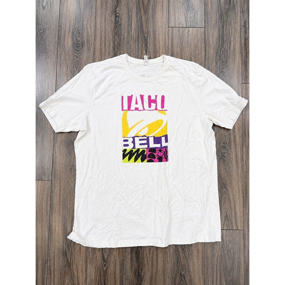 Vintage Y2K Taco Bell Mens 3XL White Graphic T Shirt Anvil Fast Food